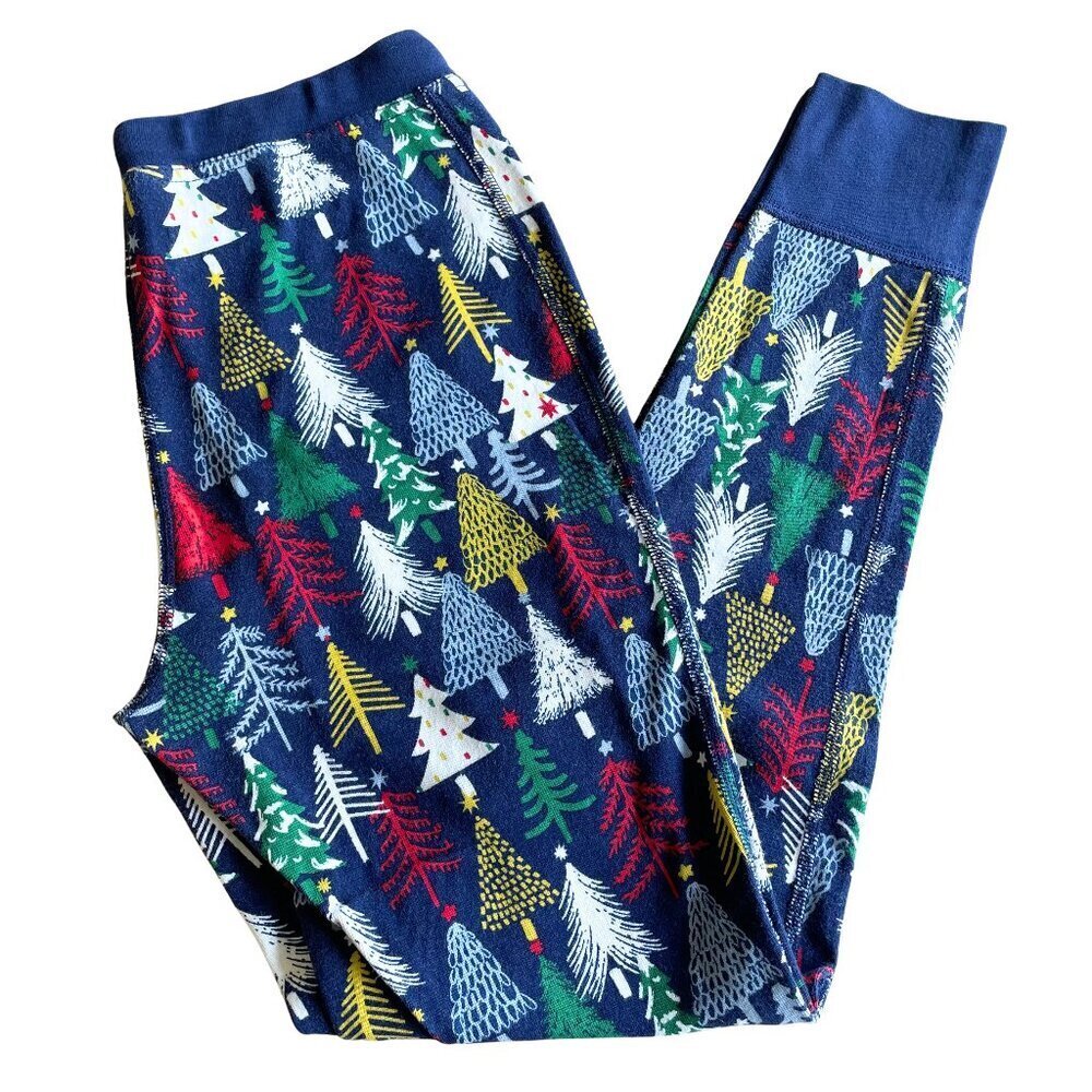 Hanna Andersson Women's Long John Pajama Pant, Twinkly Trees On Navy - Size SM